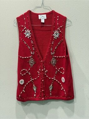 SML Sport Ltd Vintage Beaded Sweater Vest - Pearl Sweater Vest